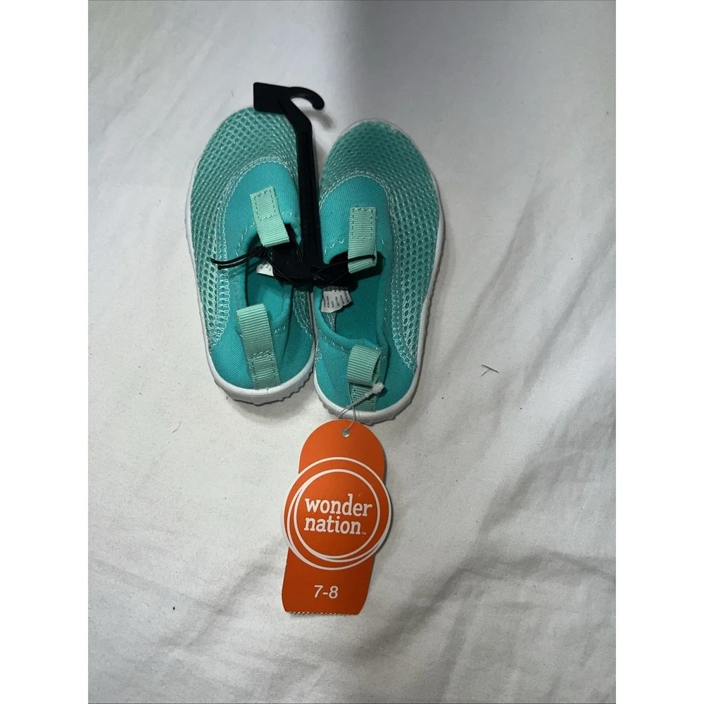 WONDER NATION Toddler Girls Kids Size 7-8 Water Shoes Mesh • Mint